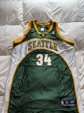Authentic Ray Allen Seattle Supersonics Jersey Men 52 Clean Reebok Sewn Nba Vtg